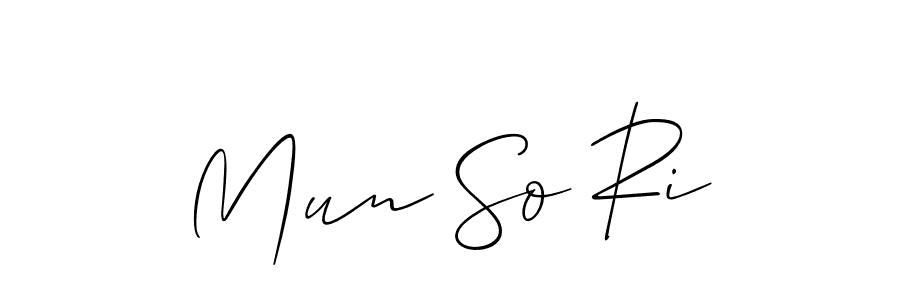 The best way (Allison_Script) to make a short signature is to pick only two or three words in your name. The name Mun So Ri include a total of six letters. For converting this name. Mun So Ri signature style 2 images and pictures png