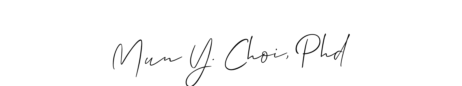 How to make Mun Y. Choi, Phd name signature. Use Allison_Script style for creating short signs online. This is the latest handwritten sign. Mun Y. Choi, Phd signature style 2 images and pictures png