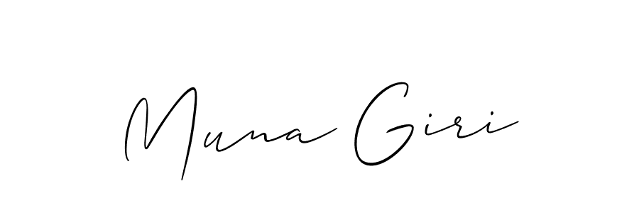 The best way (Allison_Script) to make a short signature is to pick only two or three words in your name. The name Muna Giri include a total of six letters. For converting this name. Muna Giri signature style 2 images and pictures png