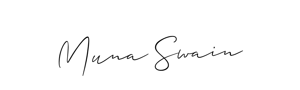 The best way (Allison_Script) to make a short signature is to pick only two or three words in your name. The name Muna Swain include a total of six letters. For converting this name. Muna Swain signature style 2 images and pictures png