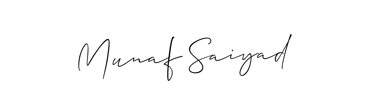 Design your own signature with our free online signature maker. With this signature software, you can create a handwritten (Allison_Script) signature for name Munaf Saiyad. Munaf Saiyad signature style 2 images and pictures png
