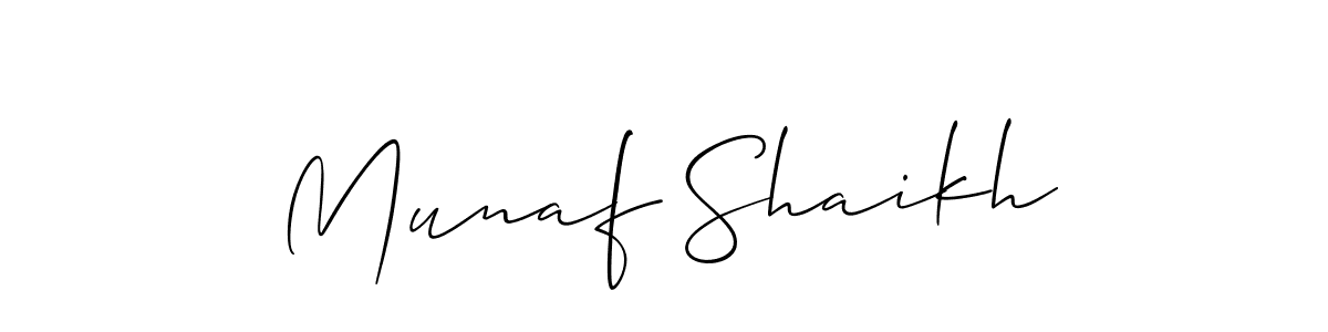 Allison_Script is a professional signature style that is perfect for those who want to add a touch of class to their signature. It is also a great choice for those who want to make their signature more unique. Get Munaf Shaikh name to fancy signature for free. Munaf Shaikh signature style 2 images and pictures png