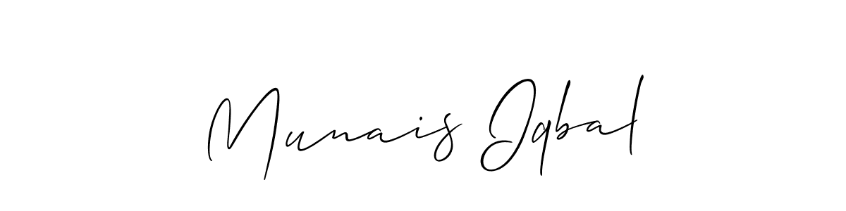 if you are searching for the best signature style for your name Munais Iqbal. so please give up your signature search. here we have designed multiple signature styles  using Allison_Script. Munais Iqbal signature style 2 images and pictures png