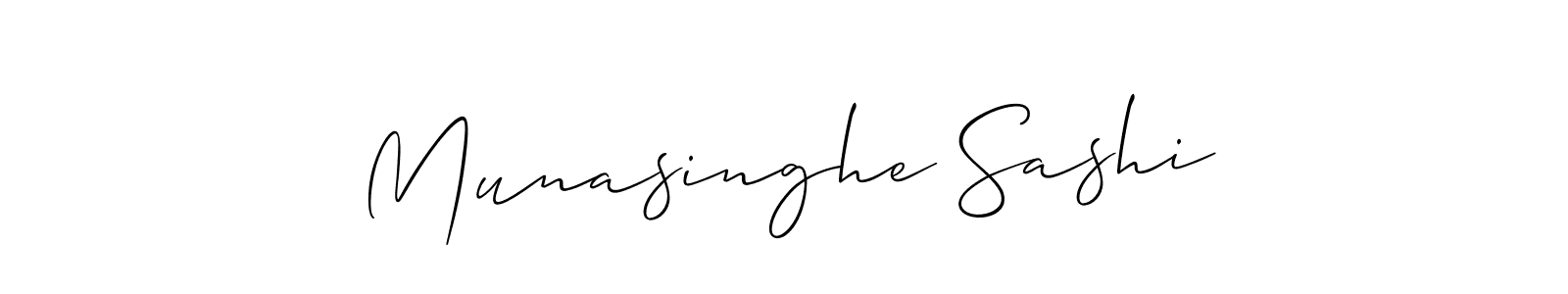 How to make Munasinghe Sashi name signature. Use Allison_Script style for creating short signs online. This is the latest handwritten sign. Munasinghe Sashi signature style 2 images and pictures png