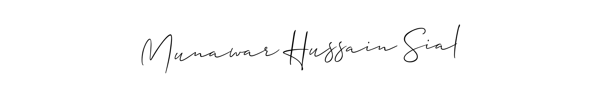 Allison_Script is a professional signature style that is perfect for those who want to add a touch of class to their signature. It is also a great choice for those who want to make their signature more unique. Get Munawar Hussain Sial name to fancy signature for free. Munawar Hussain Sial signature style 2 images and pictures png