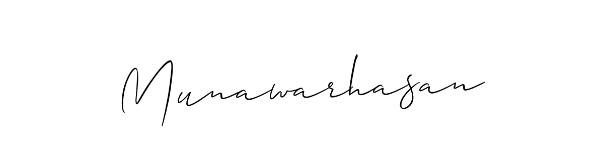 The best way (Allison_Script) to make a short signature is to pick only two or three words in your name. The name Munawarhasan include a total of six letters. For converting this name. Munawarhasan signature style 2 images and pictures png