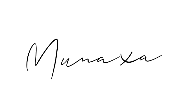 The best way (Allison_Script) to make a short signature is to pick only two or three words in your name. The name Munaxa include a total of six letters. For converting this name. Munaxa signature style 2 images and pictures png