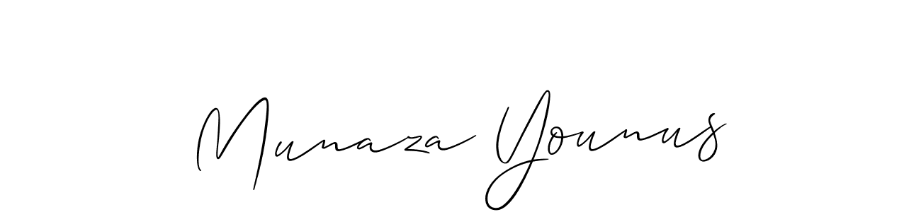 How to make Munaza Younus name signature. Use Allison_Script style for creating short signs online. This is the latest handwritten sign. Munaza Younus signature style 2 images and pictures png