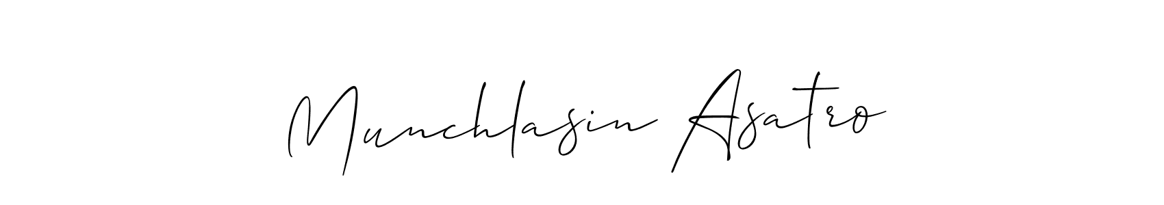 Allison_Script is a professional signature style that is perfect for those who want to add a touch of class to their signature. It is also a great choice for those who want to make their signature more unique. Get Munchlasin Asatro name to fancy signature for free. Munchlasin Asatro signature style 2 images and pictures png