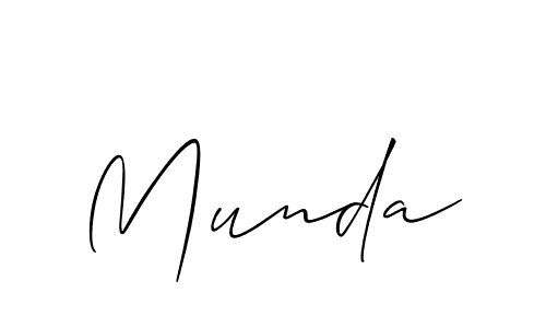 Design your own signature with our free online signature maker. With this signature software, you can create a handwritten (Allison_Script) signature for name Munda. Munda signature style 2 images and pictures png