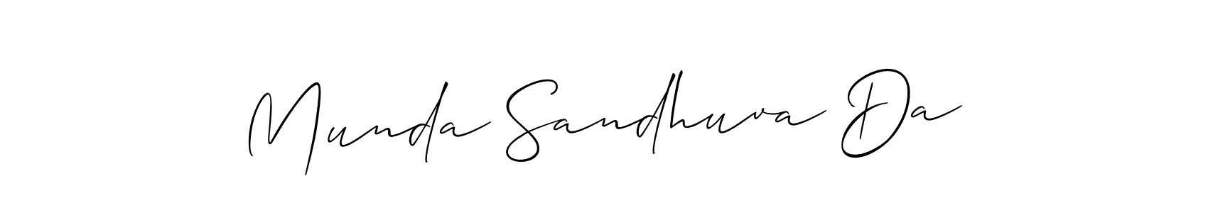 It looks lik you need a new signature style for name Munda Sandhuva Da. Design unique handwritten (Allison_Script) signature with our free signature maker in just a few clicks. Munda Sandhuva Da signature style 2 images and pictures png