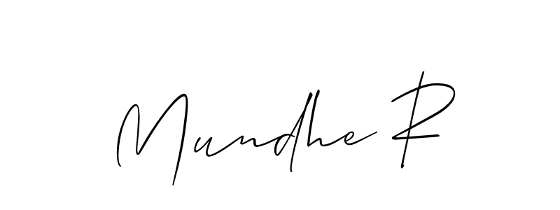 You should practise on your own different ways (Allison_Script) to write your name (Mundhe R) in signature. don't let someone else do it for you. Mundhe R signature style 2 images and pictures png