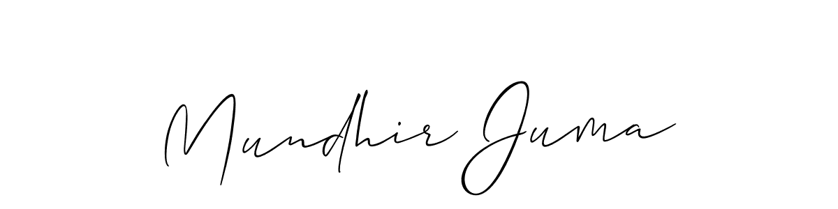 Make a beautiful signature design for name Mundhir Juma. With this signature (Allison_Script) style, you can create a handwritten signature for free. Mundhir Juma signature style 2 images and pictures png