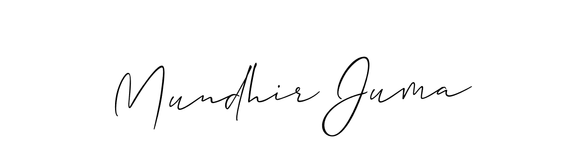 Allison_Script is a professional signature style that is perfect for those who want to add a touch of class to their signature. It is also a great choice for those who want to make their signature more unique. Get Mundhir Juma name to fancy signature for free. Mundhir Juma signature style 2 images and pictures png