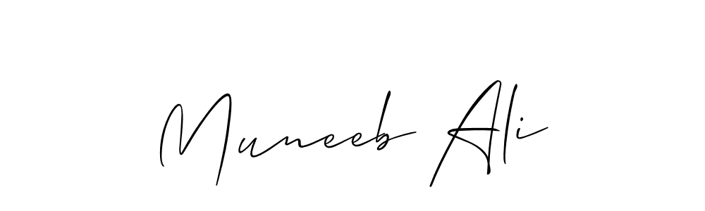 Design your own signature with our free online signature maker. With this signature software, you can create a handwritten (Allison_Script) signature for name Muneeb Ali. Muneeb Ali signature style 2 images and pictures png