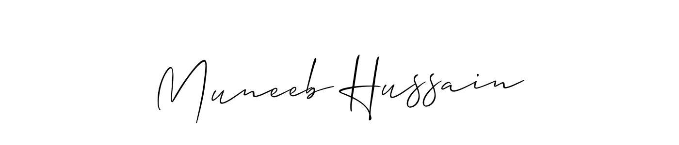 Also You can easily find your signature by using the search form. We will create Muneeb Hussain name handwritten signature images for you free of cost using Allison_Script sign style. Muneeb Hussain signature style 2 images and pictures png