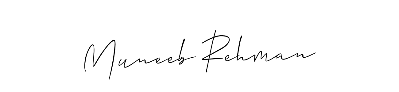 Make a beautiful signature design for name Muneeb Rehman. With this signature (Allison_Script) style, you can create a handwritten signature for free. Muneeb Rehman signature style 2 images and pictures png