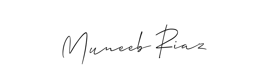 Use a signature maker to create a handwritten signature online. With this signature software, you can design (Allison_Script) your own signature for name Muneeb Riaz. Muneeb Riaz signature style 2 images and pictures png