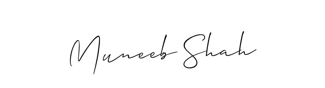 Also we have Muneeb Shah name is the best signature style. Create professional handwritten signature collection using Allison_Script autograph style. Muneeb Shah signature style 2 images and pictures png