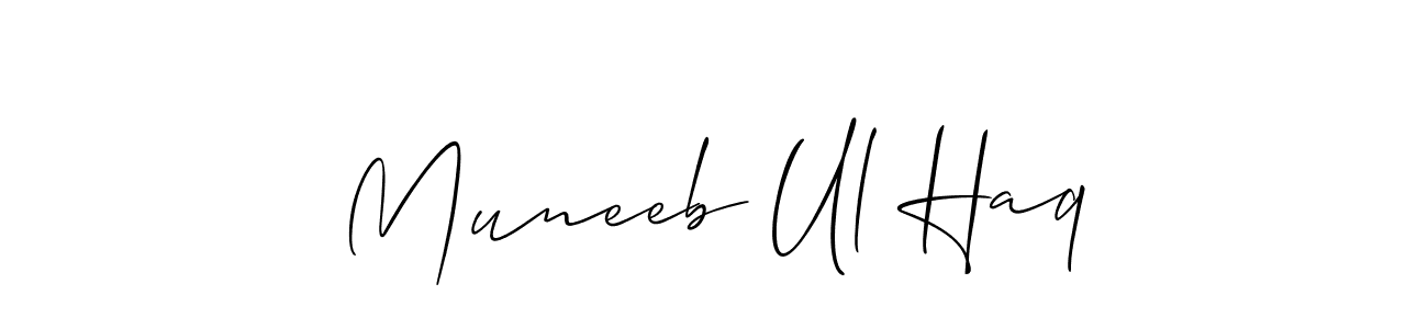 How to make Muneeb Ul Haq name signature. Use Allison_Script style for creating short signs online. This is the latest handwritten sign. Muneeb Ul Haq signature style 2 images and pictures png