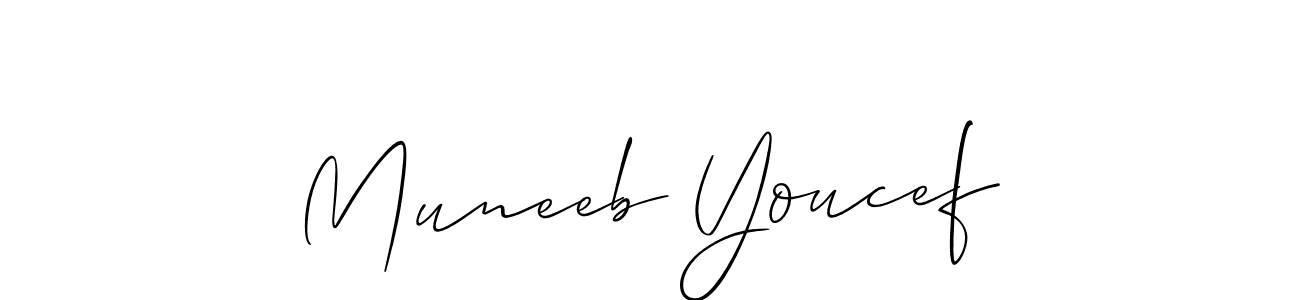 Design your own signature with our free online signature maker. With this signature software, you can create a handwritten (Allison_Script) signature for name Muneeb Youcef. Muneeb Youcef signature style 2 images and pictures png