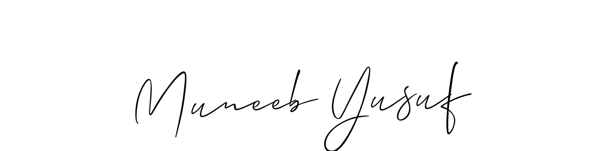 It looks lik you need a new signature style for name Muneeb Yusuf. Design unique handwritten (Allison_Script) signature with our free signature maker in just a few clicks. Muneeb Yusuf signature style 2 images and pictures png