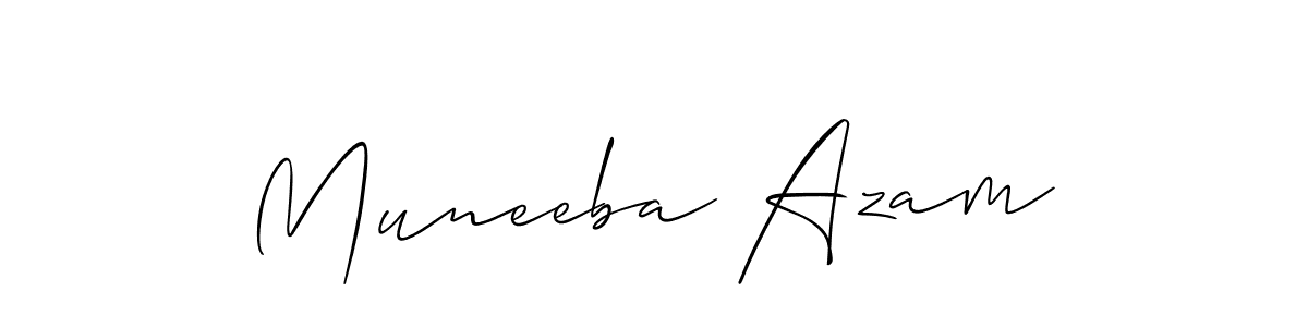 Allison_Script is a professional signature style that is perfect for those who want to add a touch of class to their signature. It is also a great choice for those who want to make their signature more unique. Get Muneeba Azam name to fancy signature for free. Muneeba Azam signature style 2 images and pictures png