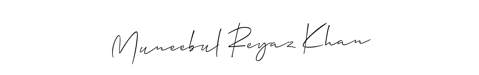 Design your own signature with our free online signature maker. With this signature software, you can create a handwritten (Allison_Script) signature for name Muneebul Reyaz Khan. Muneebul Reyaz Khan signature style 2 images and pictures png