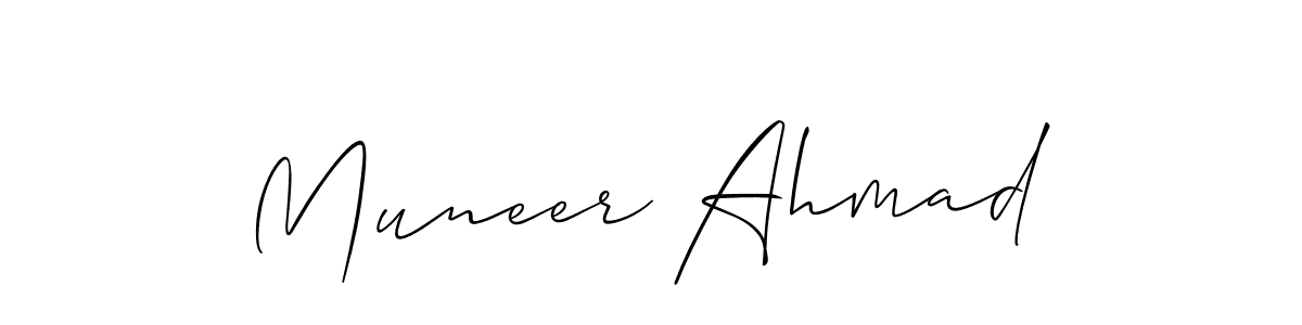 Make a beautiful signature design for name Muneer Ahmad. With this signature (Allison_Script) style, you can create a handwritten signature for free. Muneer Ahmad signature style 2 images and pictures png