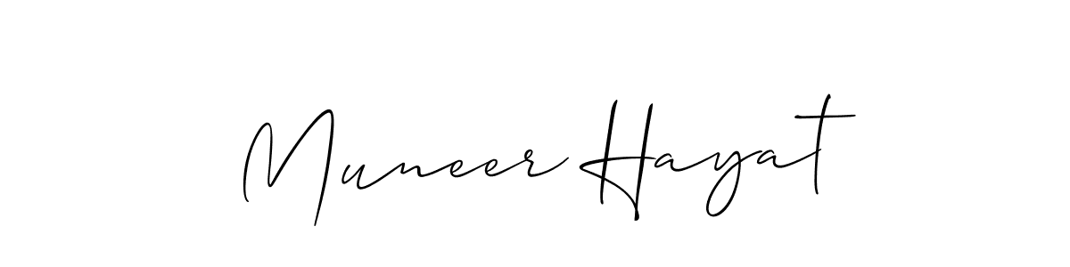 The best way (Allison_Script) to make a short signature is to pick only two or three words in your name. The name Muneer Hayat include a total of six letters. For converting this name. Muneer Hayat signature style 2 images and pictures png