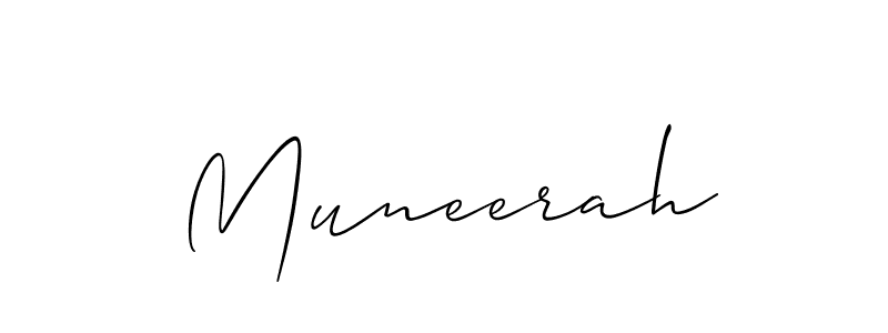 The best way (Allison_Script) to make a short signature is to pick only two or three words in your name. The name Muneerah include a total of six letters. For converting this name. Muneerah signature style 2 images and pictures png