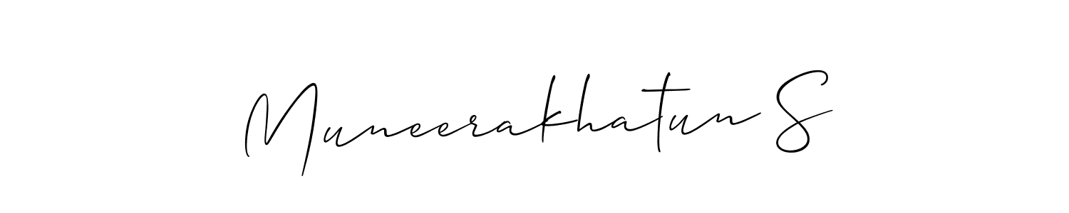 Design your own signature with our free online signature maker. With this signature software, you can create a handwritten (Allison_Script) signature for name Muneerakhatun S. Muneerakhatun S signature style 2 images and pictures png