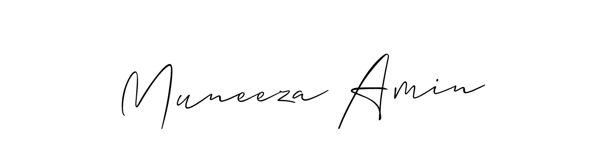 Also we have Muneeza Amin name is the best signature style. Create professional handwritten signature collection using Allison_Script autograph style. Muneeza Amin signature style 2 images and pictures png