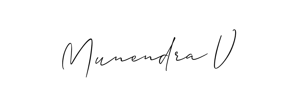 How to make Munendra V signature? Allison_Script is a professional autograph style. Create handwritten signature for Munendra V name. Munendra V signature style 2 images and pictures png