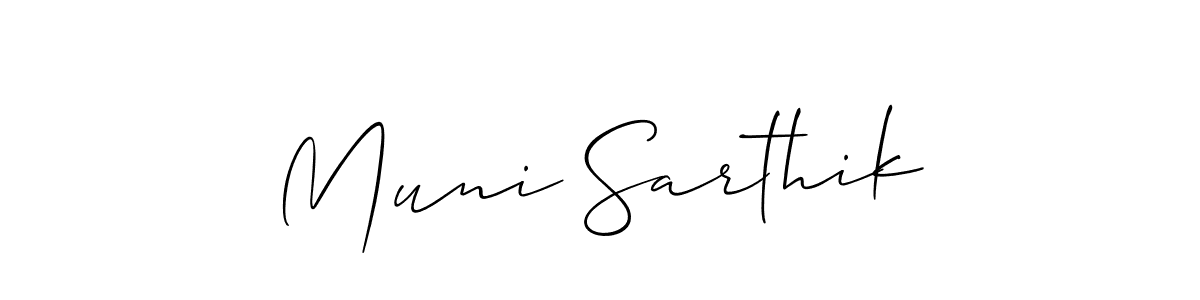 You should practise on your own different ways (Allison_Script) to write your name (Muni Sarthik) in signature. don't let someone else do it for you. Muni Sarthik signature style 2 images and pictures png