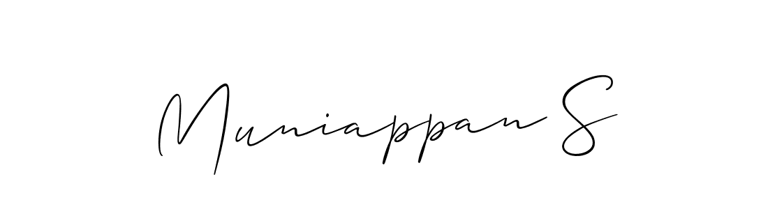 It looks lik you need a new signature style for name Muniappan S. Design unique handwritten (Allison_Script) signature with our free signature maker in just a few clicks. Muniappan S signature style 2 images and pictures png