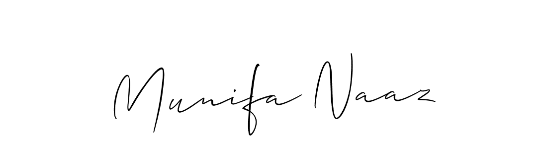 Use a signature maker to create a handwritten signature online. With this signature software, you can design (Allison_Script) your own signature for name Munifa Naaz. Munifa Naaz signature style 2 images and pictures png