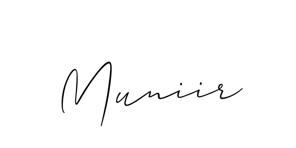 Create a beautiful signature design for name Muniir. With this signature (Allison_Script) fonts, you can make a handwritten signature for free. Muniir signature style 2 images and pictures png