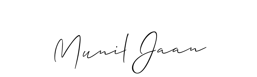 Munil Jaan stylish signature style. Best Handwritten Sign (Allison_Script) for my name. Handwritten Signature Collection Ideas for my name Munil Jaan. Munil Jaan signature style 2 images and pictures png
