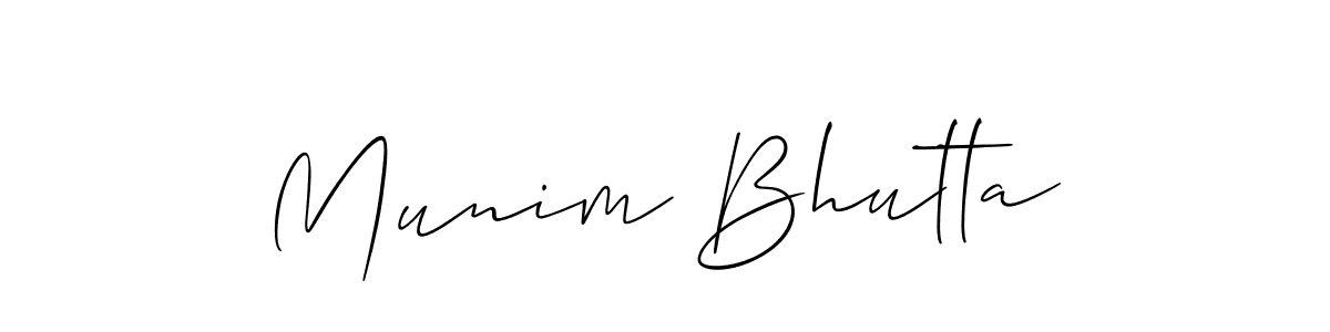 You should practise on your own different ways (Allison_Script) to write your name (Munim Bhutta) in signature. don't let someone else do it for you. Munim Bhutta signature style 2 images and pictures png