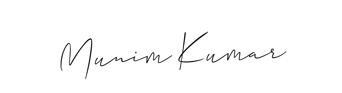 The best way (Allison_Script) to make a short signature is to pick only two or three words in your name. The name Munim Kumar include a total of six letters. For converting this name. Munim Kumar signature style 2 images and pictures png