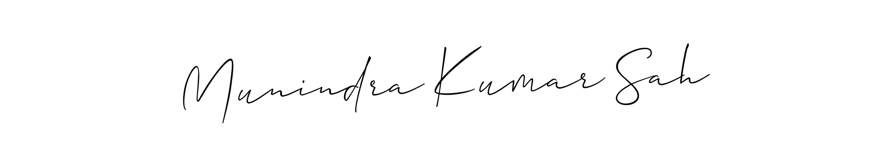 How to make Munindra Kumar Sah name signature. Use Allison_Script style for creating short signs online. This is the latest handwritten sign. Munindra Kumar Sah signature style 2 images and pictures png