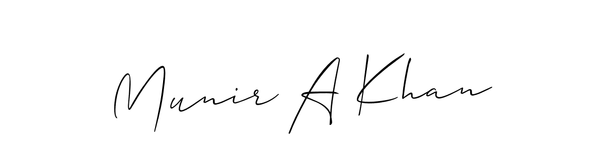 Use a signature maker to create a handwritten signature online. With this signature software, you can design (Allison_Script) your own signature for name Munir A Khan. Munir A Khan signature style 2 images and pictures png