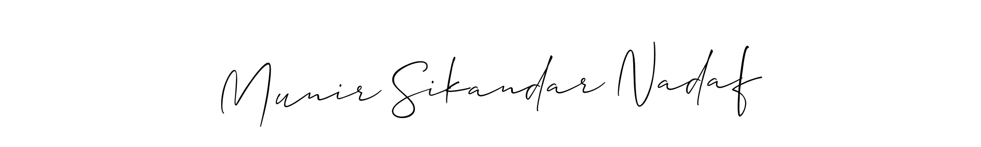 How to Draw Munir Sikandar Nadaf signature style? Allison_Script is a latest design signature styles for name Munir Sikandar Nadaf. Munir Sikandar Nadaf signature style 2 images and pictures png