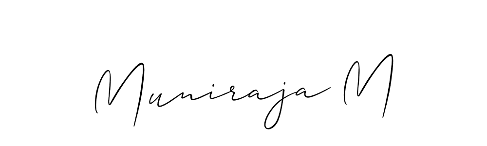 How to make Muniraja M name signature. Use Allison_Script style for creating short signs online. This is the latest handwritten sign. Muniraja M signature style 2 images and pictures png