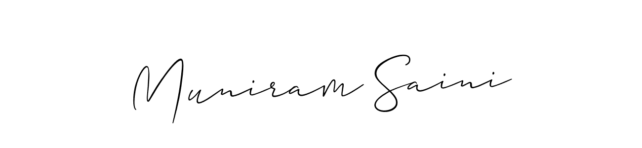 Make a beautiful signature design for name Muniram Saini. With this signature (Allison_Script) style, you can create a handwritten signature for free. Muniram Saini signature style 2 images and pictures png