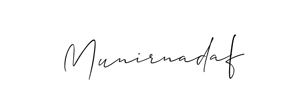 Allison_Script is a professional signature style that is perfect for those who want to add a touch of class to their signature. It is also a great choice for those who want to make their signature more unique. Get Munirnadaf name to fancy signature for free. Munirnadaf signature style 2 images and pictures png