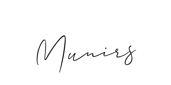 It looks lik you need a new signature style for name Munirs. Design unique handwritten (Allison_Script) signature with our free signature maker in just a few clicks. Munirs signature style 2 images and pictures png