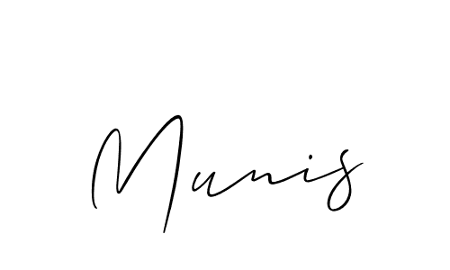 Design your own signature with our free online signature maker. With this signature software, you can create a handwritten (Allison_Script) signature for name Munis. Munis signature style 2 images and pictures png