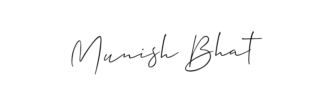 Allison_Script is a professional signature style that is perfect for those who want to add a touch of class to their signature. It is also a great choice for those who want to make their signature more unique. Get Munish Bhat name to fancy signature for free. Munish Bhat signature style 2 images and pictures png